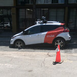 Driverless Car Gets Stuck in Wet Concrete in San Francisco